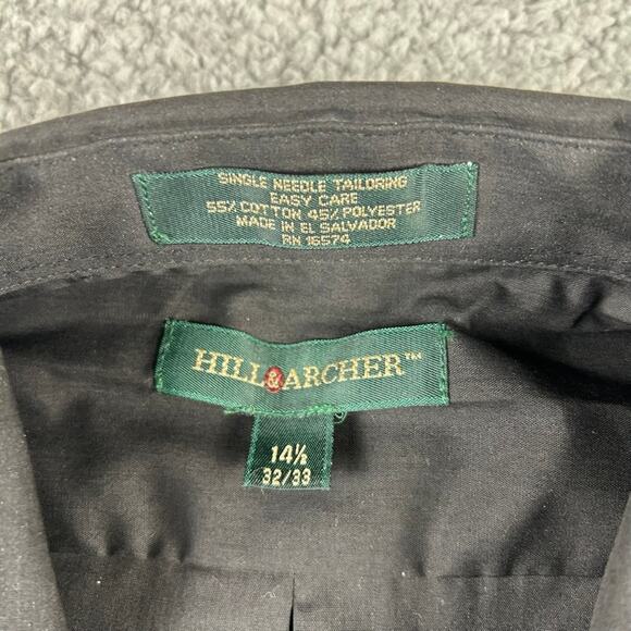 Hill & Archer Men's Size 14.5-32/33 Black Solid Long Sleeve Button Up Shirt - Picture 3 of 9